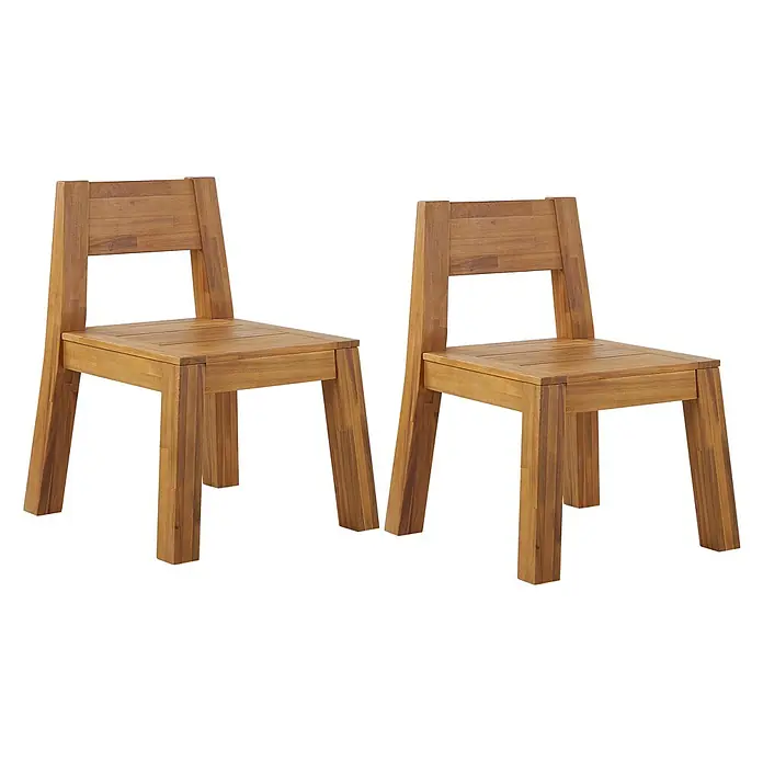 Beliani Gartenstuhl-Set LIVORNO - 2 Stk., Akazienholz, Braun, B x T x H: 59 x 61 x 81 cm - Zwei braune Holzstühle mit schlichtem, robustem Design.