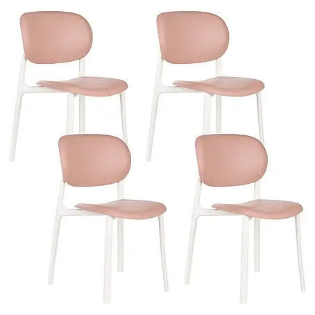 4er-Set Esszimmerstuhl MUSANO in Rosa/Weiß