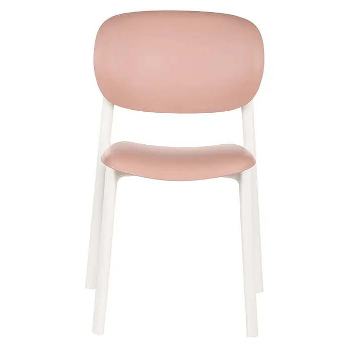 4er-Set Esszimmerstuhl MUSANO in Rosa/Weiß -  - Stuhl mit rosafarbener Sitzfläche, Rückenlehne und weißen Beinen.
