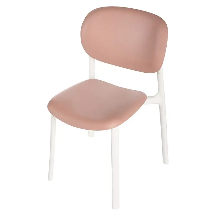 4er-Set Esszimmerstuhl MUSANO in Rosa/Weiß -  - Moderner Stuhl mit pinker geformter Sitzfläche und Rückenlehne auf weißen Beinen.