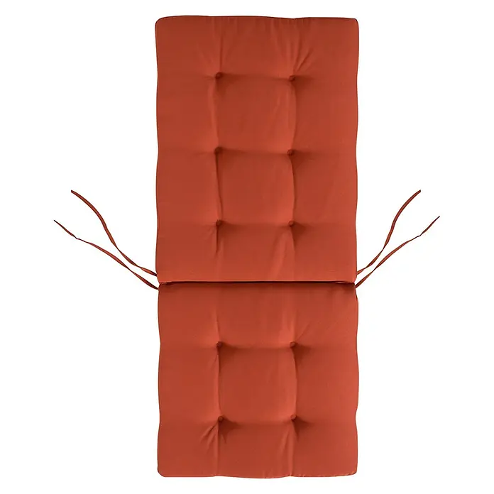 Beliani Gartenstuhl-Set MAUI PREMIUM - 2 Stk., Akazienholz, Klappbar, Braun, B x T x H: 46 x 48 x 92 cm - Oranges, getuftetes Hochlehner-Stuhlkissen mit Bändern zur Befestigung.