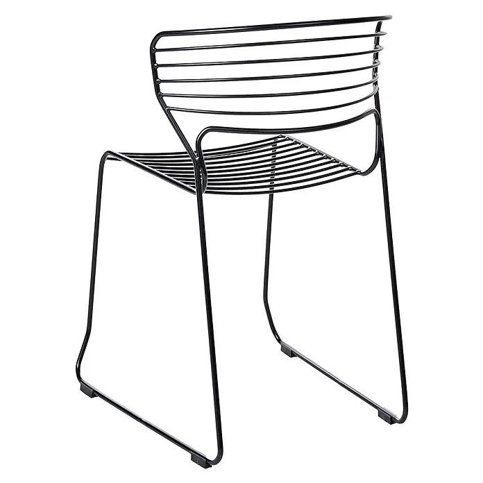 2er-Set Gartenstuhl PISTOIA in Schwarz -  - Schwarzer Metall-Drahtstuhl mit Lattenrostsitz und -lehne, minimalistisches Design.