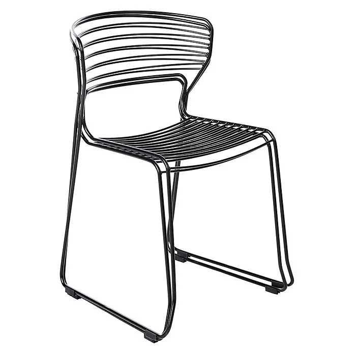 2er-Set Gartenstuhl PISTOIA in Schwarz -  - Schwarzer Stuhl aus Metalldraht mit Lamellensitz und Rückenlehne.