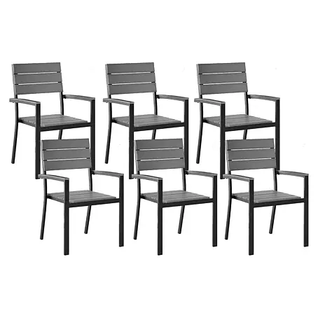 6er-Set Gartenstuhl COMO in Grau/Schwarz