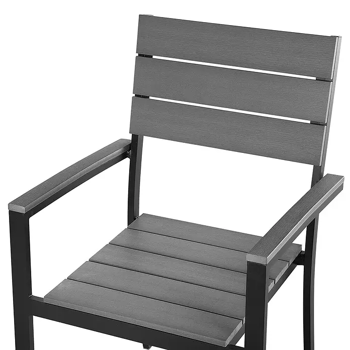 6er-Set Gartenstuhl COMO in Grau/Schwarz -  - Dunkelgrauer Lattenstuhl mit schwarzem Metallrahmen.