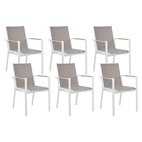 6er-Set Gartenstuhl BUSSETO in Weiß/Grau/Braun
