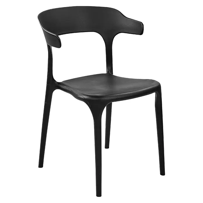 8er-Set Gartenstuhl GUBBIO in Schwarz -  - Schwarzer moderner Plastiksessel.