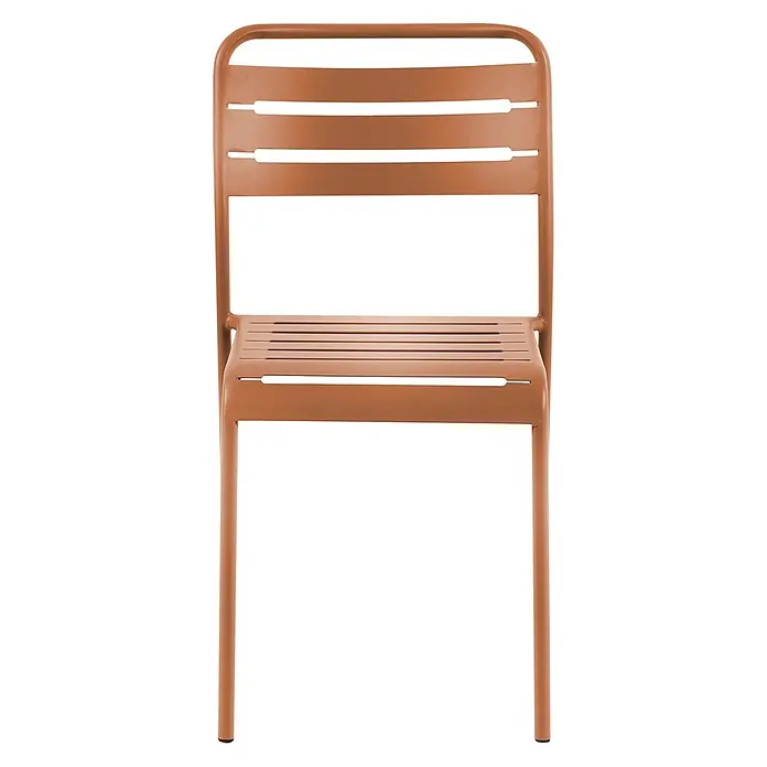 2er-Set Gartenstuhl LEFKADA in Braun -  - Terrakotta-farbener Metallstuhl mit Lattenrückenlehne und Sitzfläche für den Innen- oder Außenbereich.