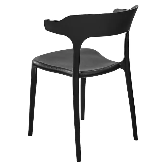 8er-Set Gartenstuhl GUBBIO in Schwarz -  - Moderner schwarzer Stuhl aus geformtem Kunststoff mit gebogener Rückenlehne und integrierten Armlehnen.