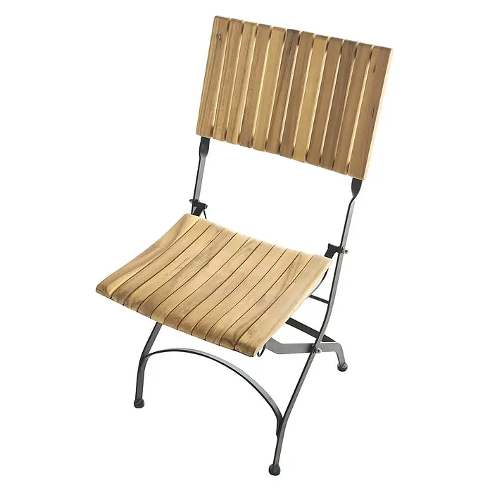 2er-Set Gartenstuhl LASCARI in Braun/Schwarz -  - Holzlatten-Klappstuhl mit dunklem Metallrahmen, ideal für den Außenbereich.