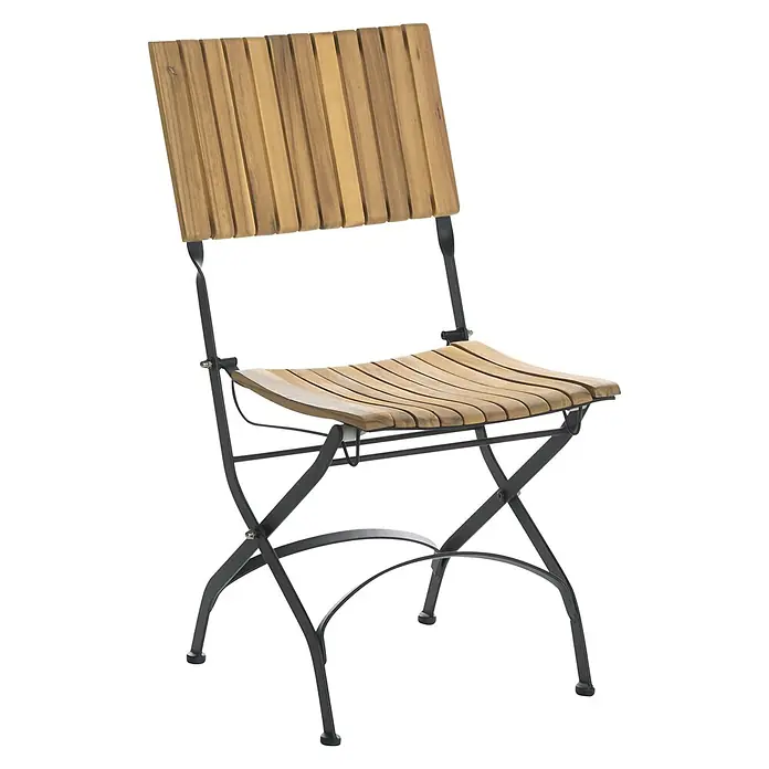 2er-Set Gartenstuhl LASCARI in Braun/Schwarz -  - Klappstuhl aus Holzlatten mit schwarzem Metallgestell.
