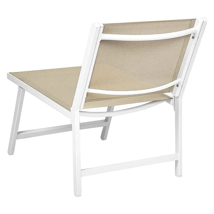 Beliani Gartenstuhl-Set MARCEDDI - 4 Stk., Textil, Aluminium, Beige, B x T x H: 54 x 60 x 70 cm - Weißer Metall-Loungesessel mit beigefarbenem Netzgewebe als Sitz und Rückenlehne.