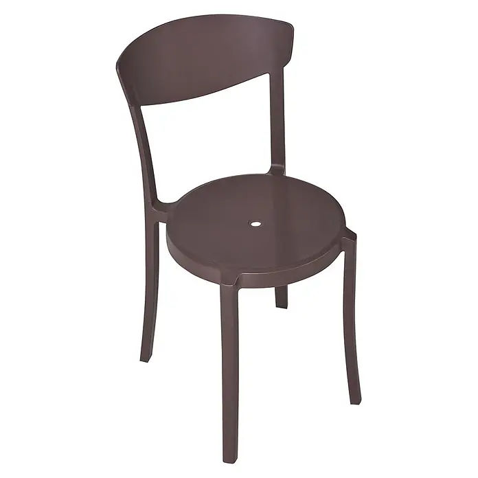 4er-Set Esszimmerstuhl VIESTE in Braun -  - Brauner Plastikstuhl mit geschwungener Rückenlehne und runder Sitzfläche.