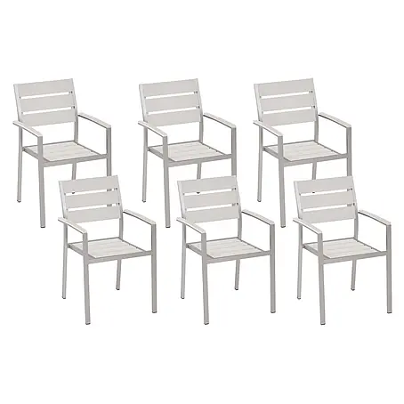 6er-Set Gartenstuhl VERNIO in Weiß/Silber
