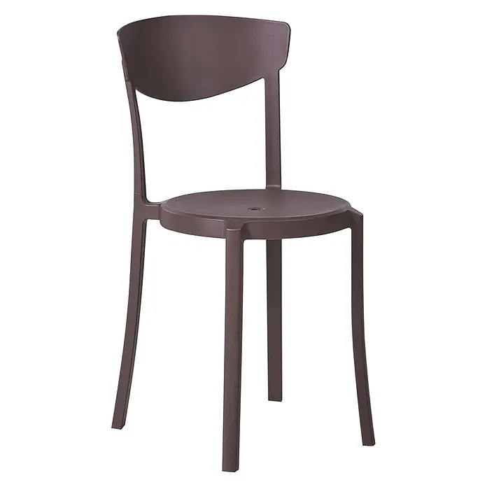 4er-Set Esszimmerstuhl VIESTE in Braun -  - Moderner, dunkelbrauner Plastikstuhl mit gebogener Rückenlehne und runder Sitzfläche.