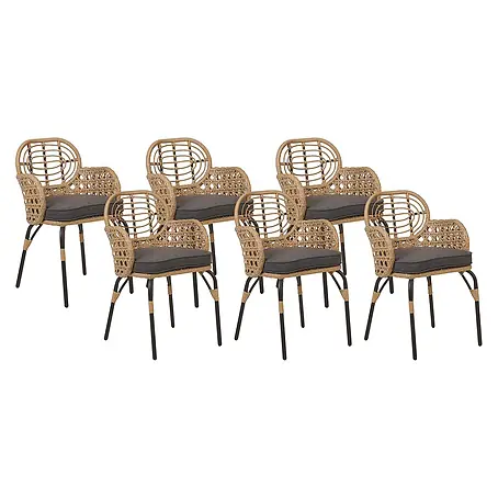 12er-Set Gartenstuhl PRATELLO in Naturfarben/Beige/Grau