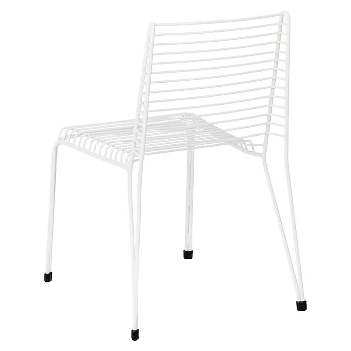 2er-Set Gartenstuhl CHIEVE in Weiß -  - Weißer Stuhl aus Lattenmetall, von hinten schräg gesehen.