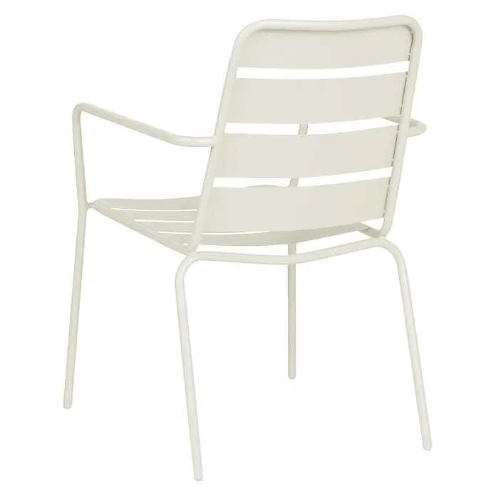 Beliani Gartenstuhl-Set TERENZO - 6 Stk., Eisen, Beige, B x T x H: 53 x 59 x 86 cm - Hellbeiger Metallstuhl mit Lamellenrücken und -sitz sowie Armlehnen.