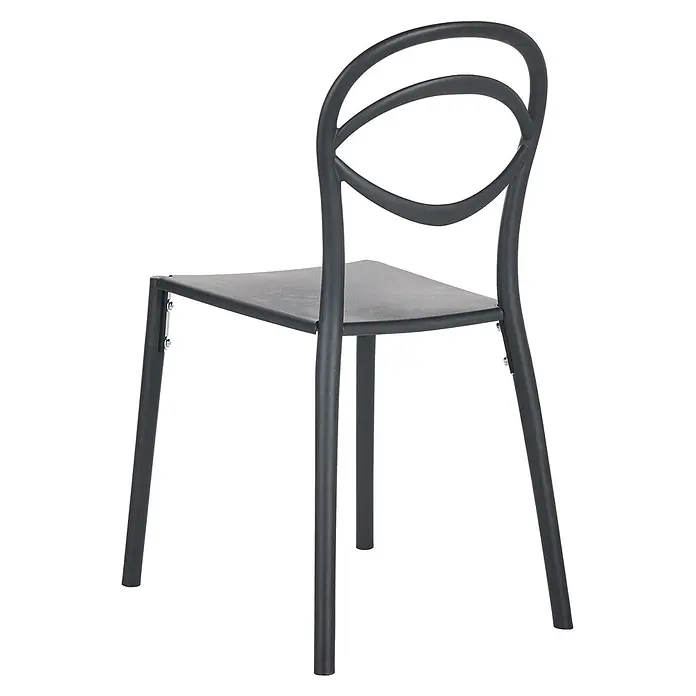 4er-Set Gartenstuhl COVOLO in Schwarz -  - Ein dunkelgrauer Stuhl in schlichtem, modernem Design mit geschwungener Rückenlehne und flacher Sitzfläche.