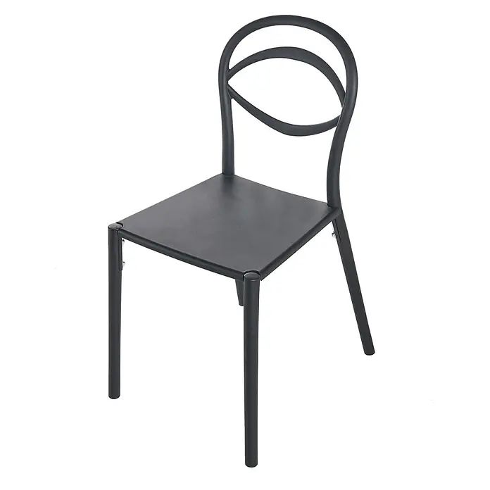 4er-Set Gartenstuhl COVOLO in Schwarz -  - Moderner dunkelgrauer Metallstuhl mit geschwungener Rückenlehne und flacher Sitzfläche.