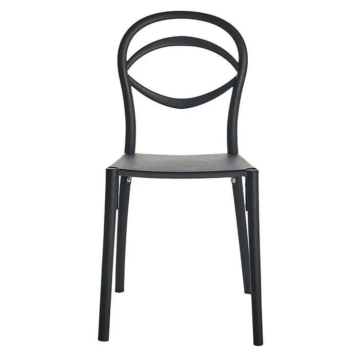 4er-Set Gartenstuhl COVOLO in Schwarz -  - Mattschwarzer Stuhl mit geschwungener Rückenlehne und schlanken Beinen.