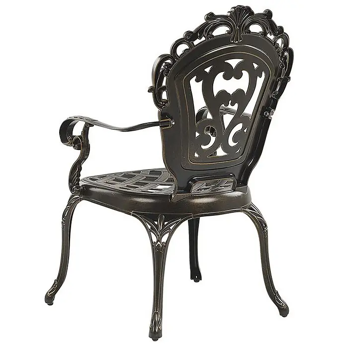 Beliani Gartenstuhl-Set SAPRI - 2 Stk., Aluminium, Braun, B x T x H: 69 x 55 x 97 cm - Verzierte Gartenstuhl aus bronzefarbenem Aluminiumguss mit geschwungener Rückenlehne und Gitterrostsitz.