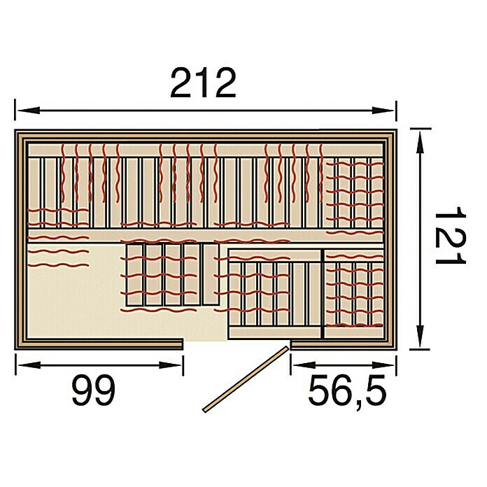Weka Infrarotkabine Svea Relax3.336 W, Therm-Flächenstrahler, 121 x 212 x 199 cm View From Above