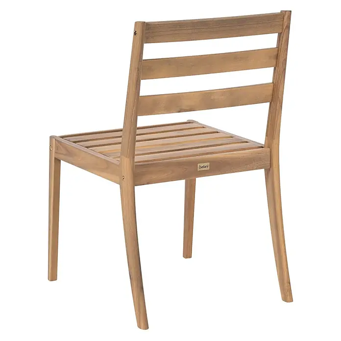 Beliani Gartenstuhl-Set CHIOGGIA - 2 Stk., zertifiziertes Akazienholz, Braun, B x T x H: 53 x 61 x 87 cm - Rückansicht eines hellbraunen Holzstuhls mit Lattenrostsitz und -rückenlehne.