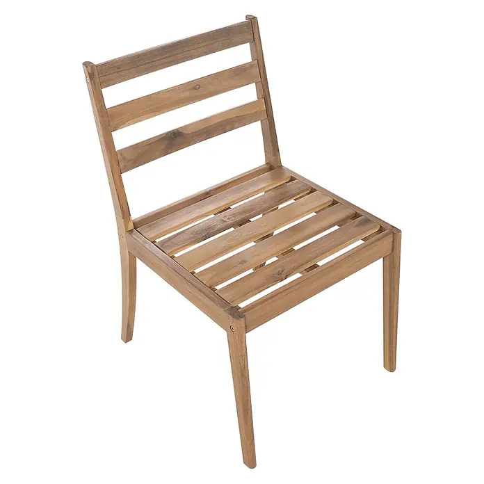 Beliani Gartenstuhl-Set CHIOGGIA - 2 Stk., zertifiziertes Akazienholz, Braun, B x T x H: 53 x 61 x 87 cm - Holzlamellenstuhl in Naturholzoptik mit Rückenlehne und Sitzfläche aus horizontalen Lamellen.
