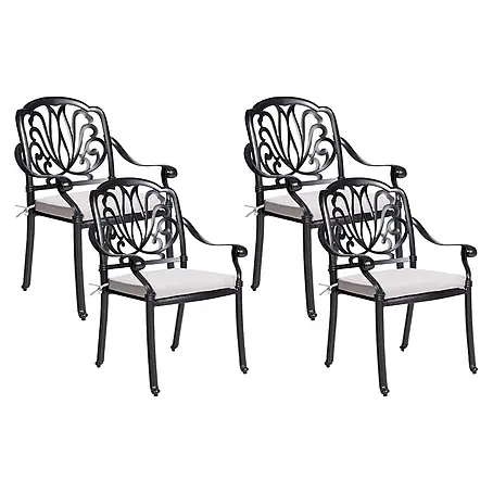 8er-Set Gartenstuhl ANCONA in Schwarz/Beige