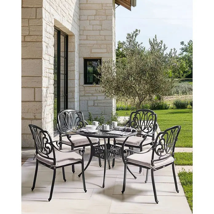 8er-Set Gartenstuhl ANCONA in Schwarz/Beige online kaufen bei BAUHAUS