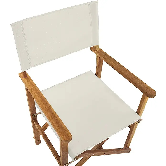 2er-Set Gartenstuhl CINE in Weiß/Braun -  - Regiestuhl aus Holz mit cremefarbener Segeltuch-Sitzfläche und Rückenlehne.