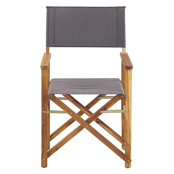 2er-Set Gartenstuhl CINE in Grau/Braun -  - Klappbarer Regiestuhl aus Holz mit dunkelgrauem Stoffbezug für Sitz und Rückenlehne.