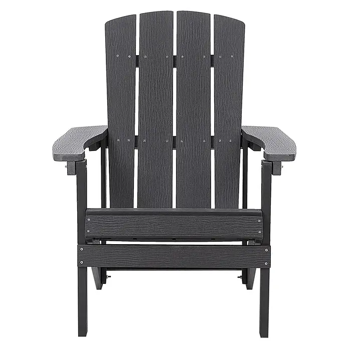 2-tlg Gartenstuhl ADIRONDACK in Grau -  - Dunkelgrauer Adirondack-Stuhl mit Holzmaserung, Lattenrücken und breiten Armlehnen.