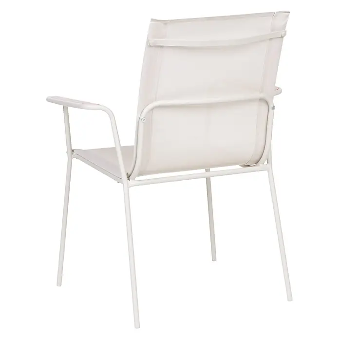 4er-Set Gartenstuhl CARAVINO in Beige/Braun -  - Weißer Outdoor-Stuhl mit Metallgestell und atmungsaktiver Netzstoff-Sitzfläche und Rückenlehne.