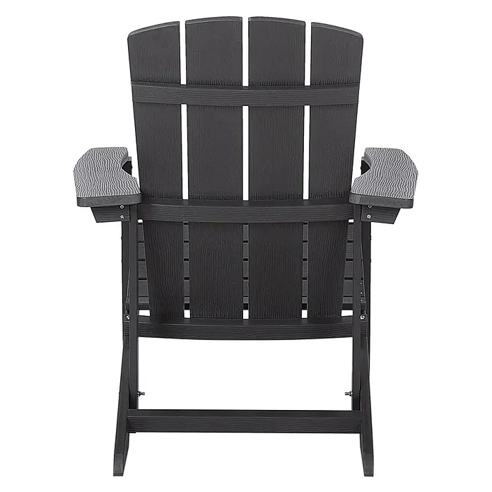 2-tlg Gartenstuhl ADIRONDACK in Grau -  - Dunkelgrauer, strukturierter Adirondack-Stuhl von hinten, mit gewellten Armlehnen.