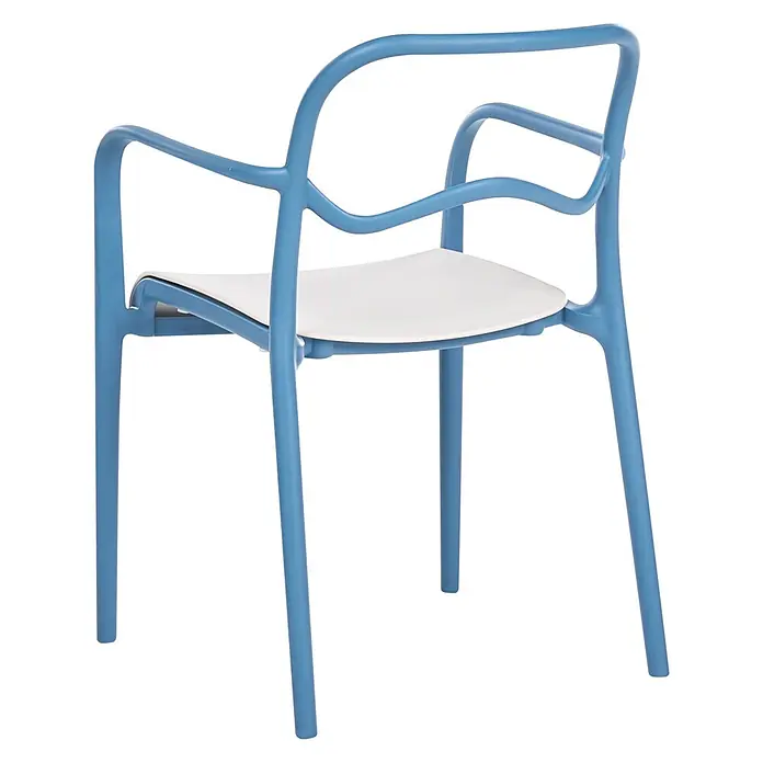 2er-Set Gartenstuhl THASOS in Blau/Beige -  - Blauer Stuhl mit weißer Sitzfläche und Armlehnen.