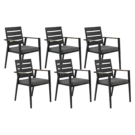 12er-Set Gartenstuhl TAVIANO in Schwarz/Grau/Braun