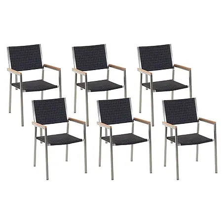 6er-Set Gartenstuhl GROSSETO in Schwarz/Silber