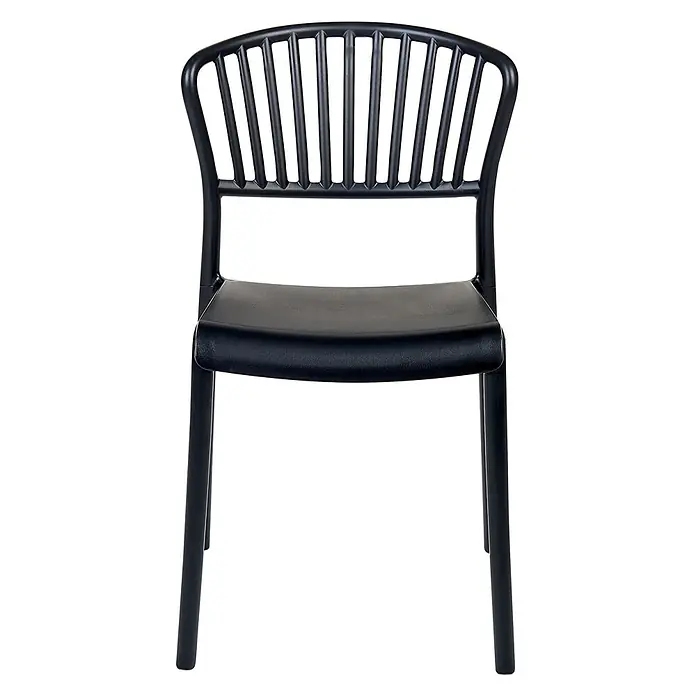 Beliani Gartenstuhl-Set GELA - 4 Stk., Polypropylen, Stapelbar, Schwarz, B x T x H: 45 x 50 x 78 cm - Schwarzer Formsessel mit Lattenrückenlehne und konturierter Sitzfläche.