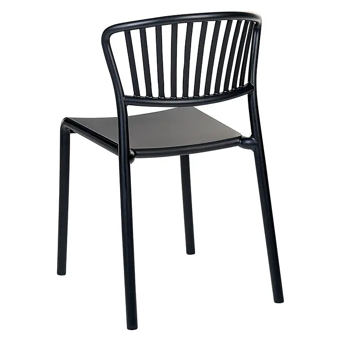 Beliani Gartenstuhl-Set GELA - 4 Stk., Polypropylen, Stapelbar, Schwarz, B x T x H: 45 x 50 x 78 cm - Moderner schwarzer Stuhl mit Lamellenrückenlehne, integrierten Armlehnen und flacher Sitzfläche.
