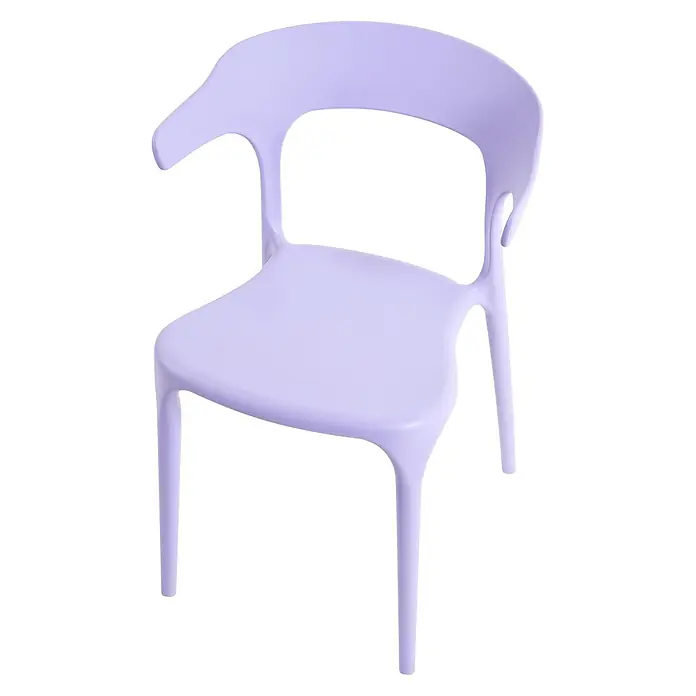 4er-Set Gartenstuhl GUBBIO in Violett -  - Moderner, helllila Kunststoffstuhl mit geschwungener Rückenlehne und Armlehnen.