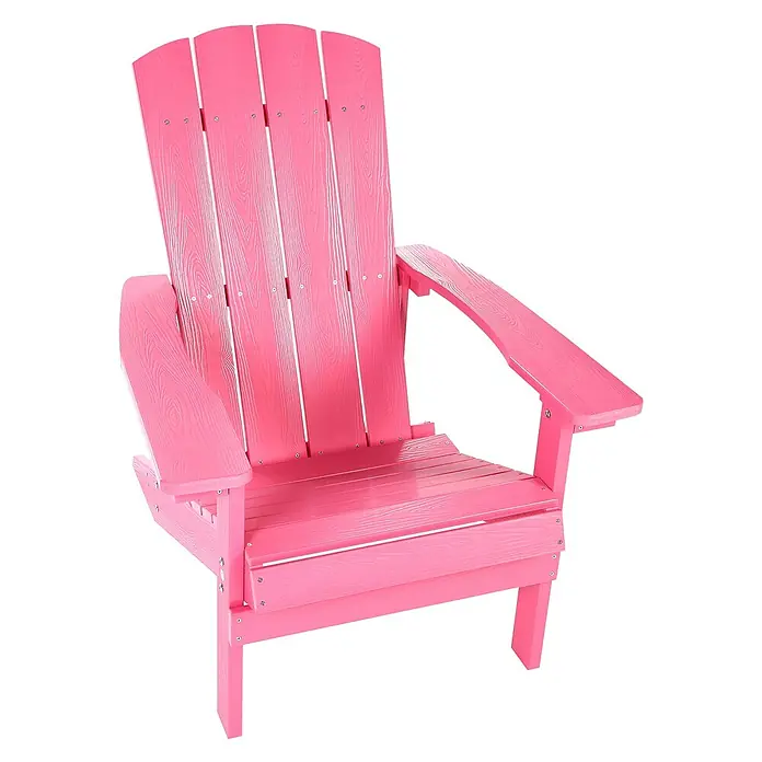 Gartenstuhl ADIRONDACK in Rosa - (W) 75 x (H) 88 x - L - Rosa Adirondack-Stuhl mit Holzmaserung, ideal zur Entspannung im Freien.