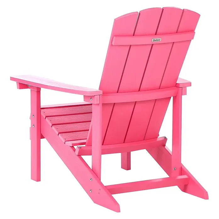 Gartenstuhl ADIRONDACK in Rosa - (W) 75 x (H) 88 x - L - Rosa Adirondack-Stuhl, von hinten gesehen, mit Lattenrückenlehne und Armlehnen.