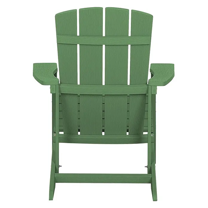 Gartenstuhl ADIRONDACK in Grün - (W) 75 x (H) 88 x - L - Rückansicht eines grünen Adirondack-Stuhls mit Holzstruktur.