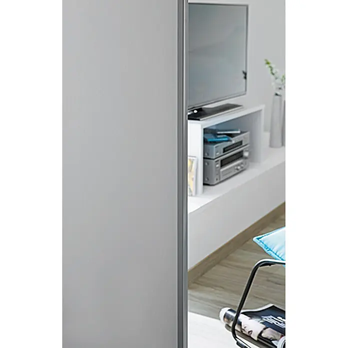 Optimum Schiebetür-Bau-Set - Weiß/Grau, 120 x 250 cm - Elegantes, graues Schiebetürensystem, das sich perfekt in moderne Wohnräume integriert. Sein minimalistisches Design bietet Funktionalität und Stil.