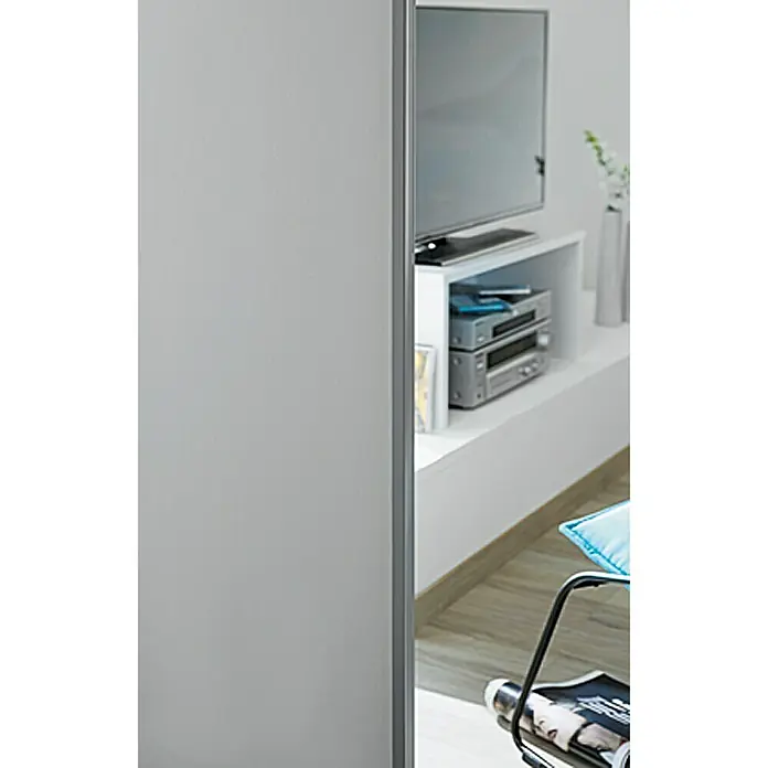 Optimum Schiebetür-Bau-Set - Weiß/Grau, 120 x 250 cm - Elegantes, graues Schiebetürensystem, das sich perfekt in moderne Wohnräume integriert. Sein minimalistisches Design bietet Funktionalität und Stil.