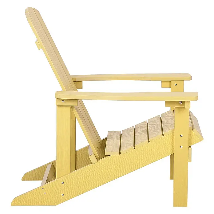 Gartenstuhl ADIRONDACK in Gelb - (W) 75 x (H) 88 x - L - Gelber Adirondack-Stuhl in Holzoptik mit Lattenrostsitz und -lehne, für entspannte Stunden im Freien.