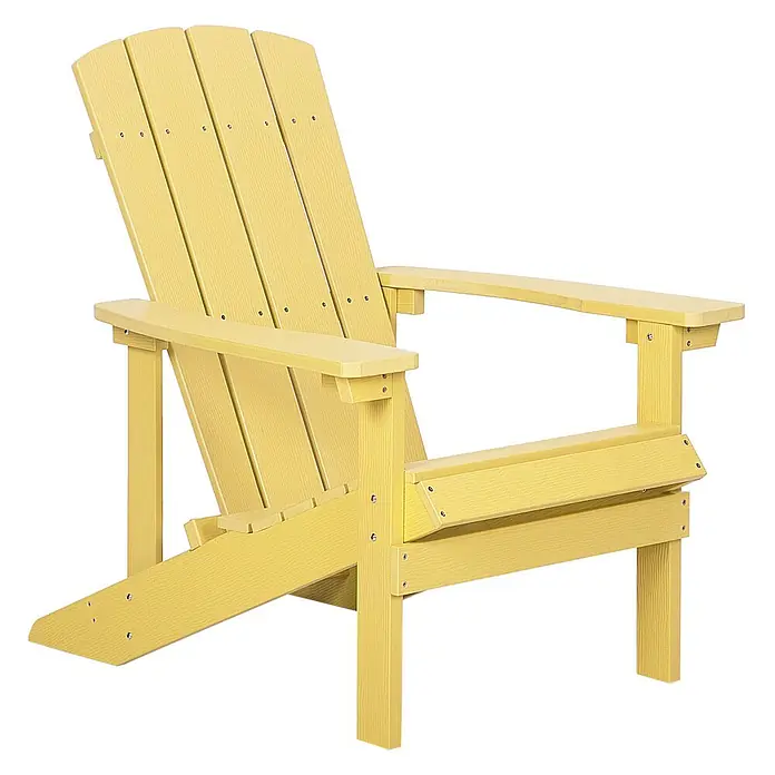 Gartenstuhl ADIRONDACK in Gelb - (W) 75 x (H) 88 x - L - Gelber Adirondack-Stuhl aus langlebigem, holzstrukturiertem Material für den Außenbereich.