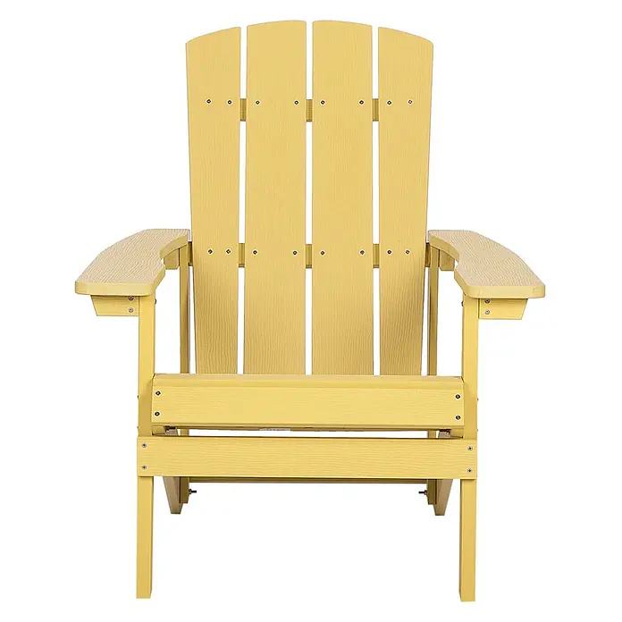 Gartenstuhl ADIRONDACK in Gelb - (W) 75 x (H) 88 x - L - Gelber Adirondack-Stuhl aus strukturiertem Holz-Look-Material.